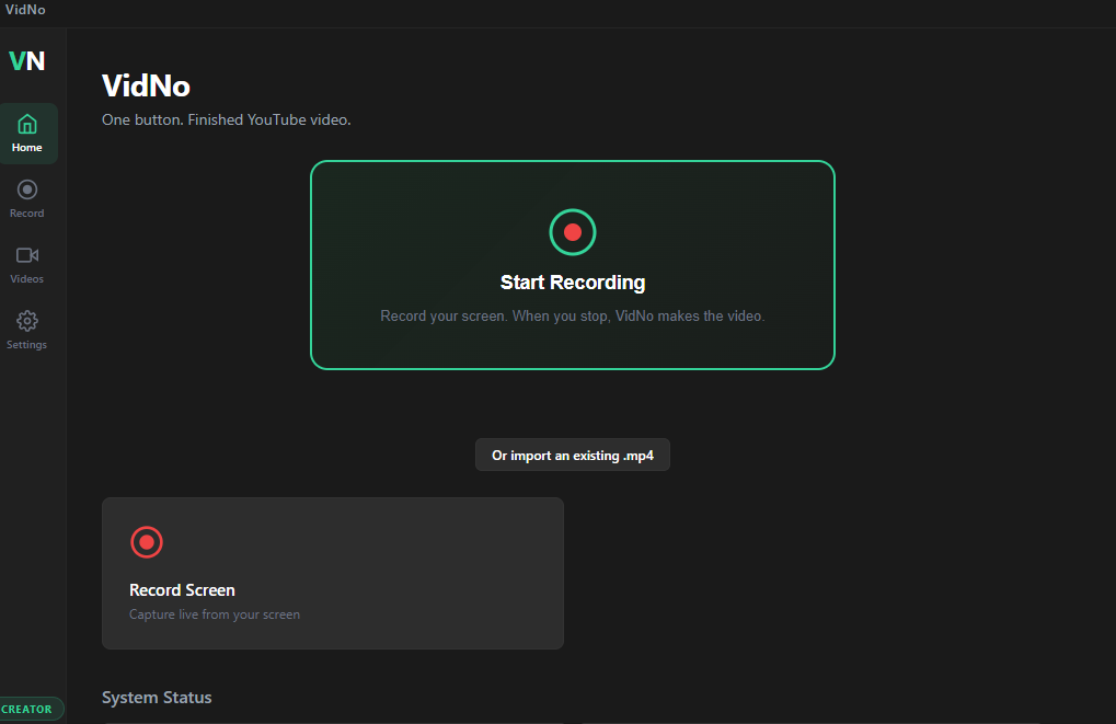 VidNo record screen